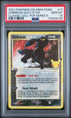 2021 POKEMON CELEBRATIONS CLASSIC COLL #17 UMBREON-GOLD STAR PSA 10 - Image 1
