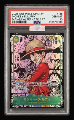 ONE PIECE 2025 MONKEY D. LUFFY MANGA JP OP13 PSA 10 - MBA SILVER DIAMOND - Image 1