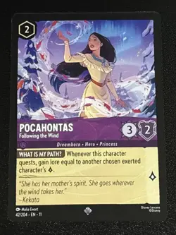Disney Lorcana Winterspell Pocahontas - Following the Wind 42/204 NM Super Rare - Image 1