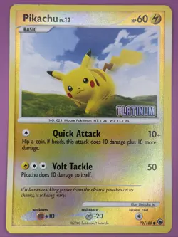 Pikachu 070/100 Platinum Stamped Mid-Era Burger King Reverse Holo Pokemon Card - Image 1