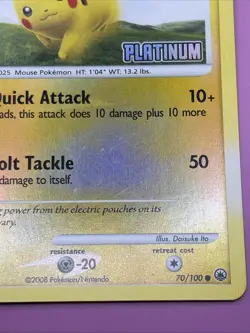 Pikachu 070/100 Platinum Stamped Mid-Era Burger King Reverse Holo Pokemon Card - Image 3
