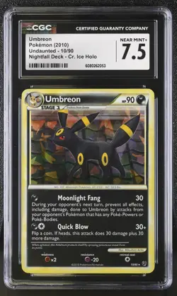 CGC 7.5 Umbreon 2010 Undaunted 10/90 Cracked Ice Holo Pokemon Card - Image 1