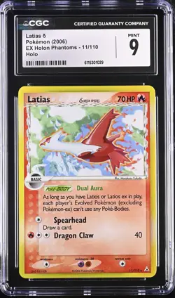 CGC 9 MINT Latias 2006 EX Holon Phantoms 11/110 Holo Pokemon Card - Image 1