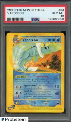 2003 Pokemon Skyridge #33 Vaporeon PSA 10 GEM MINT - Image 1