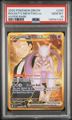 Pokemon Destined Rivals Team Rocket's Mewtwo EX 240 PSA 10 - Image 1