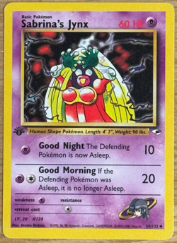 Pokemon TCG Sabrina's Jynx 1st Edition Gym Heroes 59/132 Uncommon LP EXCELLENT - Image 1