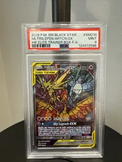 2019 Pokemon Sun & Moon Black Star Moltres & Zapdos & Articuno GX Promo PSA 9 - Image 1
