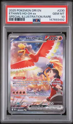2025 POKEMON DRI EN-DESTINED RIVALS #230 ETHAN'S HO-OH EX PSA 10 - Image 1