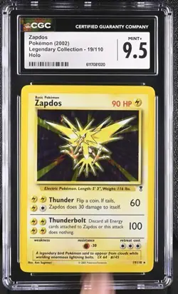 Pokemon Zapdos 2002 Legendary Collection 19/110 Holo CGC 9.5 - Image 1