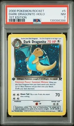 POKEMON DARK DRAGONITE 2000 ROCKET 1ST EDITION #5 HOLO PSA 7 - Image 1
