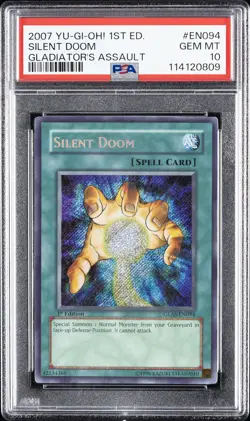 2007 YU-GI-OH! GLAS-GLADIATOR'S ASSAULT 1ST ED #EN094 SILENT DOOM PSA 10 - Image 1