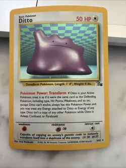 Pokemon Ditto Holo Rare Fossil 3/62 Pokemon Card - WOTC 1999 - Image 1