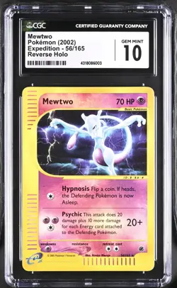Mewtwo 2002 Pokemon Expedition #56/165 Reverse Holo CGC Gem Mint 10 - Image 2