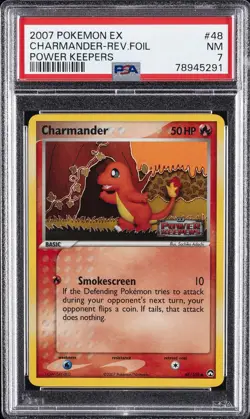 2007 POKEMON EX POWER KEEPERS #48 CHARMANDER-REVERSE FOIL PSA 7 - Image 1