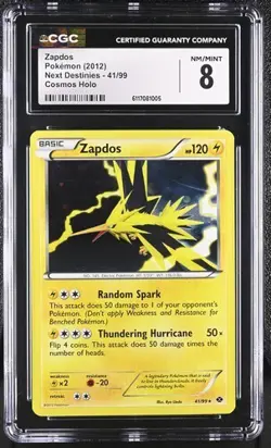 Pokemon Zapdos 2012 Next Destinies 41/99 Cosmos Holo CGC 8 - Image 1