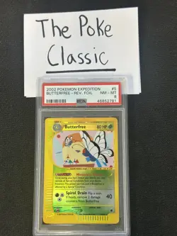 2002 POKEMON EXPEDITION 5 BUTTERFREE-REVERSE FOIL PSA 8 - Image 1