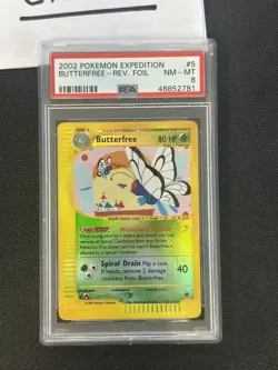 2002 POKEMON EXPEDITION 5 BUTTERFREE-REVERSE FOIL PSA 8 - Image 3