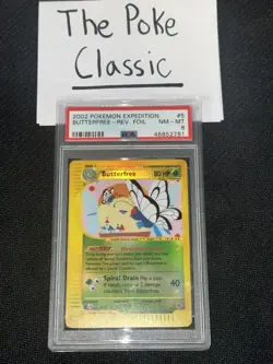 2002 POKEMON EXPEDITION 5 BUTTERFREE-REVERSE FOIL PSA 8 - Image 4