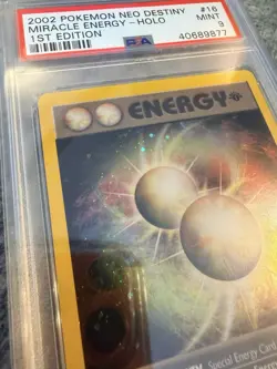 Pokemon 1st Edition HOLO MIRACLE ENERGY 2002 Neo Destiny PSA 9 MINT - Image 3