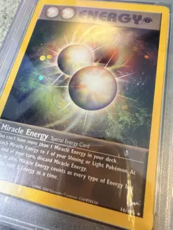 Pokemon 1st Edition HOLO MIRACLE ENERGY 2002 Neo Destiny PSA 9 MINT - Image 5