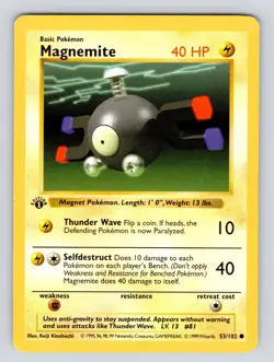 1st Edition Shadowless Magnemite 53/102 Pokemon Base Set WOTC | MP* - Image 1