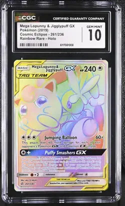 Pokemon Mega Lopunny & Jigglypuff GX 2019 Cosmic Eclipse 261/236 CGC 10 - Image 1
