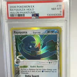 2006 POKEMON EX HOLON PHANTOMS #16 RAYQUAZA-HOLO PSA 8 - Print Line - Image 3
