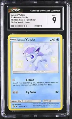 Pokemon Alolan Vulpix 2019 Hidden Fates SV8/SV94 Shiny Vault Holo CGC 9 - Image 1