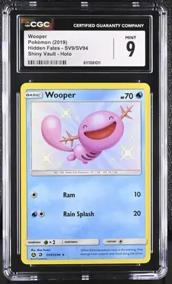 Pokemon Wooper 2019 Hidden Fates SV9/SV94 Shiny Vault Holo CGC 9 - Image 1