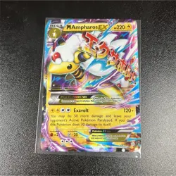Pokemon M Ampharos EX Ultra Rare Holo 28/98 XY Ancient Origins 220 HP Card - Image 1