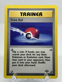 Poke Ball Trainer 64/64 Pokemon Card & Top Loader (Jungle Set) - Image 1