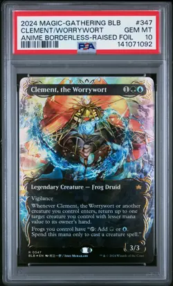 2024 MTG BLOOMBURROW ANIME BORDERLESS-RAISED FOIL CLEMENT, THE WORRYWORT PSA 10 - Image 1