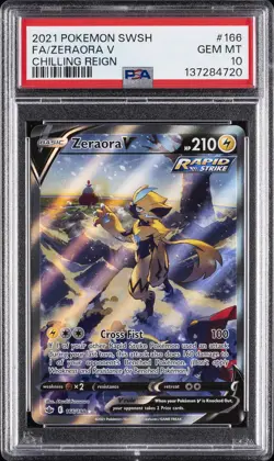 2021 POKEMON SWORD & SHIELD CHILLING REIGN #166 FULL ART/ZERAORA V PSA 10 - Image 1