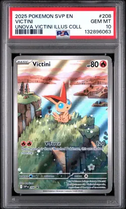 POKEMON 2025 VICTINI UNOVA VICTINI ILLUS COLL BLACK STAR PROMO #208 PSA 10 - Image 1