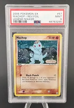 PSA 9 Mint 2006 Pokemon Machop EX Legend Maker Reverse Holo Foil #57 - Image 1