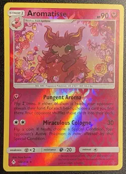 Aromatisse Reverse Holo Rare 142/214 Pokemon TCG Sun & Moon Unbroken Bonds NM - Image 1