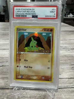 PSA 9 Mint Pokemon 2006 Ex Dragon Frontiers Larvitar Reverse Rev Foil Holo #51 - Image 1