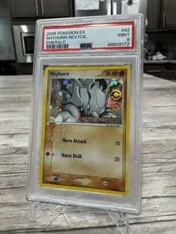 2005 Pokemon EX Emerald Rhyhorn Reverse Foil 62/106 PSA 9 Mint - Image 1