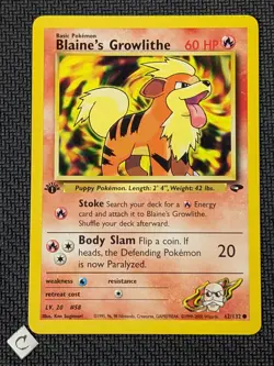 Blaine’s Growlithe 62/132 - Gym Challenge 1st Edition Pokemon TCG NM - Image 1