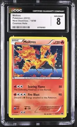 Pokemon Moltres 2012 Next Destinies 14/99 Cosmos Holo CGC 8 - Image 1