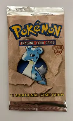Pokemon WOTC Fossil Unlimited Booster Pack Vintage Sealed TCG Lapras - Image 1