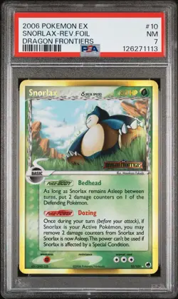 2006 Pokemon EX Dragon Frontiers #10 Snorlax Reverse Foil PSA 7 - Image 1