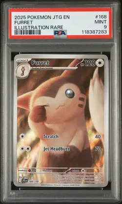 POKEMON 2025 FURRET ILLUSTRATION RARE JOURNEY TOGETHER #168 PSA 9 - Image 1