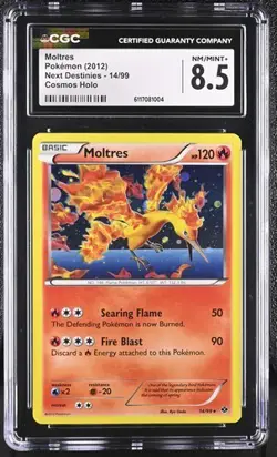 Pokemon Moltres 2012 Next Destinies 14/99 Cosmos Holo CGC 8.5 - Image 1