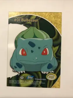Bulbasaur #01 - PC2 - Clear Acetate Topps Pokemon card - BLUE LOGO - NM - Image 1