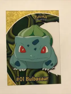 Bulbasaur #01 - PC2 - Clear Acetate Topps Pokemon card - BLUE LOGO - NM - Image 2