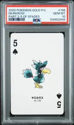 2000 POKEMON GOLD VERSION PART 2 PLAYING CARDS 5 OF SPADES #198 MURKROW PSA 10 - Image 1