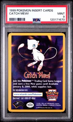 1999 POKEMON INSERT CARDS CATCH MEW! PSA 9 - Image 1