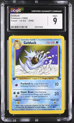 CGC 9 MINT Golduck 1999 Fossil 1st Edition 35/62 Pokemon Card - Image 1
