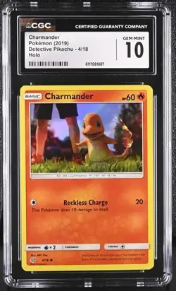 Pokemon Charmander 2019 Detective Pikachu 4/18 Holo CGC 10 - Image 1